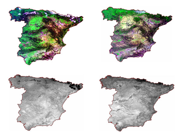 Imágenes MODIS capturadas el 03.04.08 y 04.08.2005